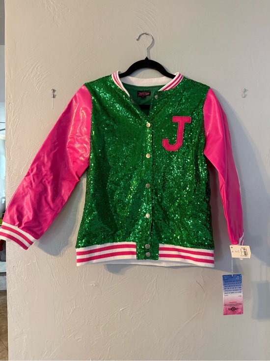 JoJo Siwa Other - NWT JoJo Siwa JoJo’s Closet Girls XL 14/16 Green Pink Sequin Varsity Jacket